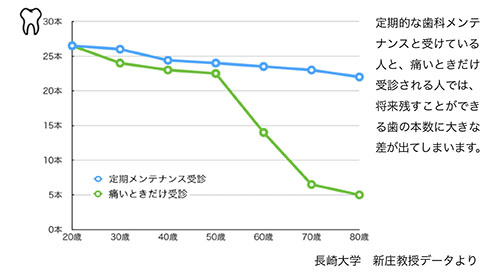 残存歯数と歯科メンテナンスの関係