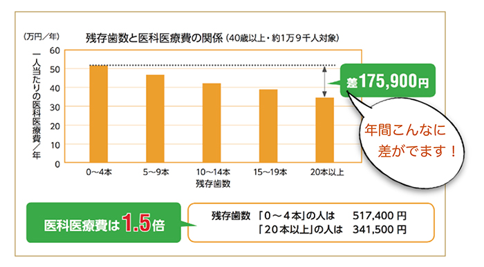 残存歯数と生涯医療費の関係